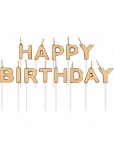 Velas Happy Birthday Dourado